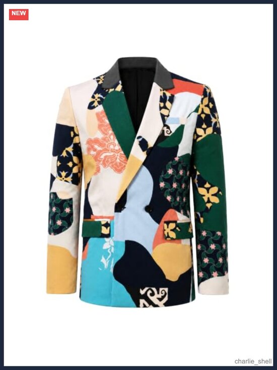 Other - Camouflage Print Double Breasted Suit Jacket Blazer for Men